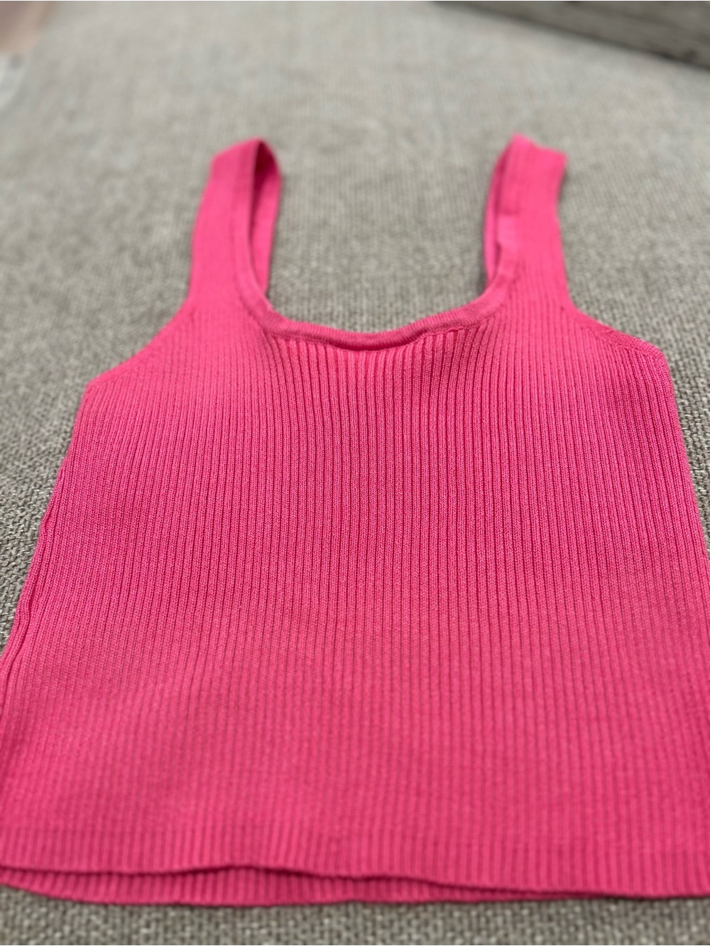 Ribbed Pink Tank Top - Women's Sleeveless Knit
